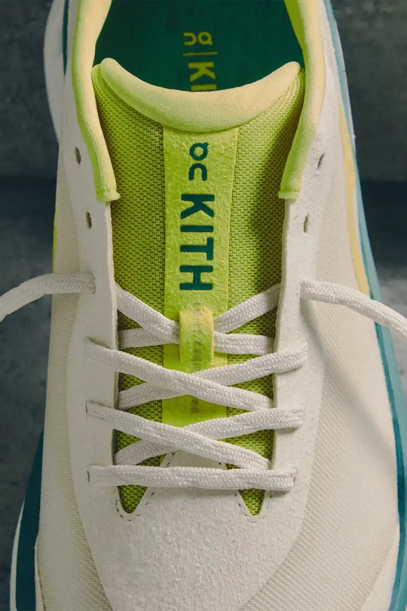 KITH AND ON RELEASE THE K-TECH 3 SNEAKER LINE image of the Kith and On K-Tech 3 sneakers displaying textured mesh and suede construction. (image 4 of 15)