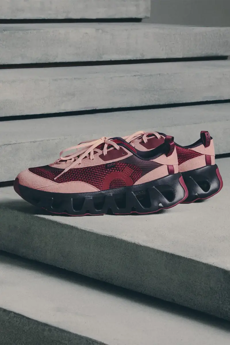 KITH AND ON RELEASE THE K-TECH 3 SNEAKER LINE image of the Kith and On K-Tech 3 sneakers displaying textured mesh and suede construction. (image 11 of 15)