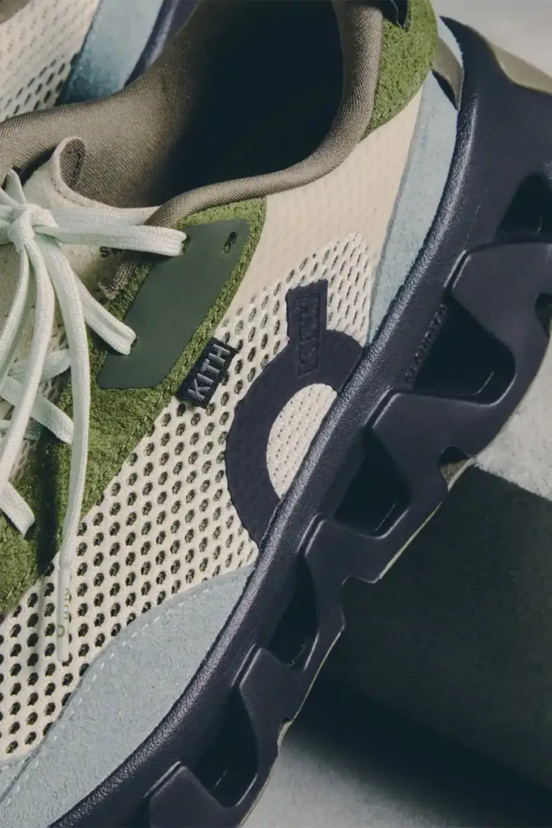 KITH AND ON RELEASE THE K-TECH 3 SNEAKER LINE image of the Kith and On K-Tech 3 sneakers displaying textured mesh and suede construction. (image 10 of 15)