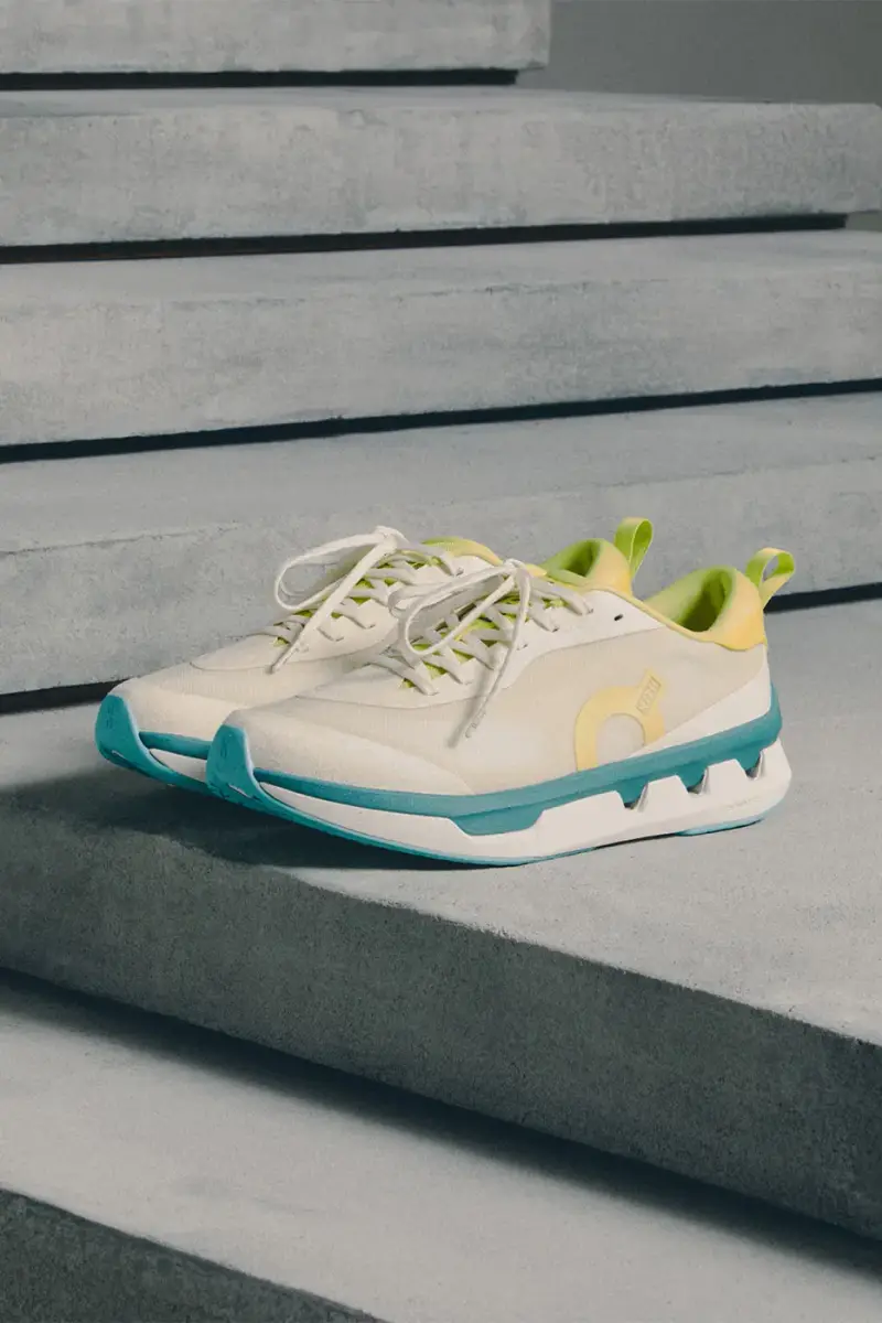 KITH AND ON RELEASE THE K-TECH 3 SNEAKER LINE image of the Kith and On K-Tech 3 sneakers displaying textured mesh and suede construction. (image 3 of 15)