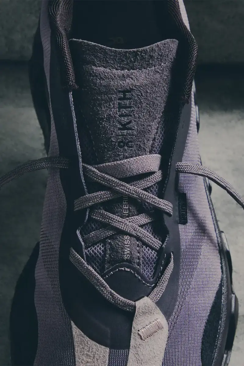 KITH AND ON RELEASE THE K-TECH 3 SNEAKER LINE image of the Kith and On K-Tech 3 sneakers displaying textured mesh and suede construction. (image 14 of 15)