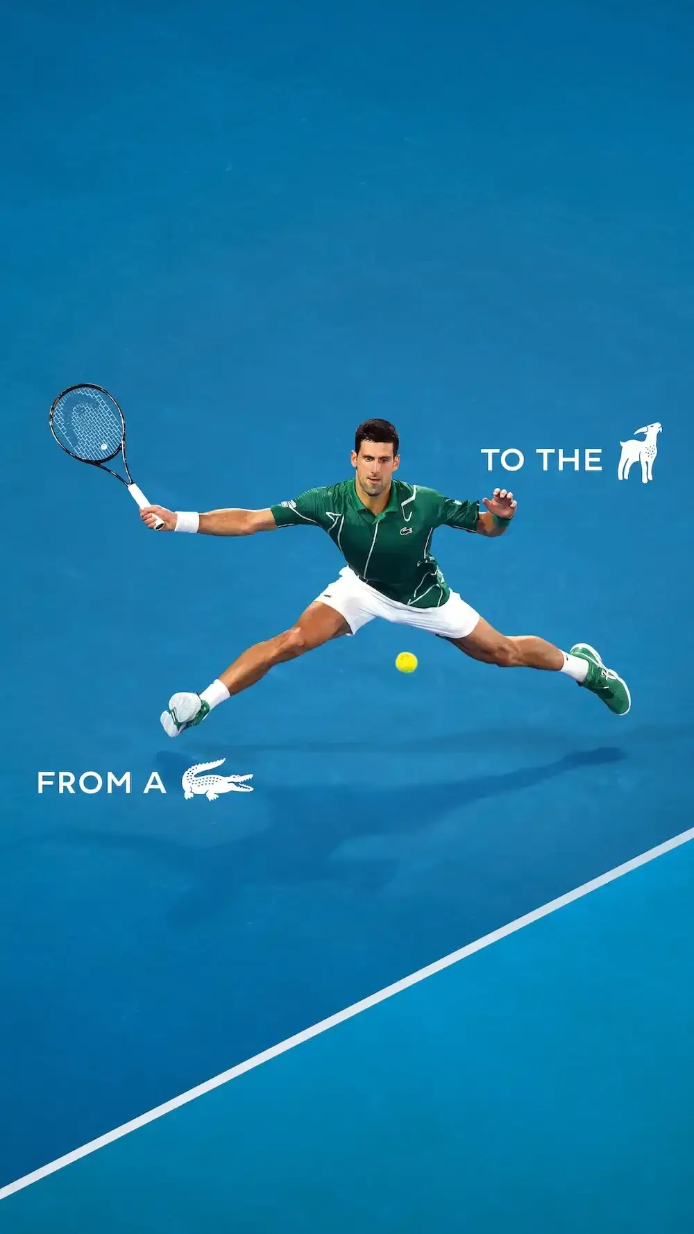 image of Lacoste temporarily changed their crocodile logo to a goat to honor tennis champion Novak Djokovic with a special collection.
