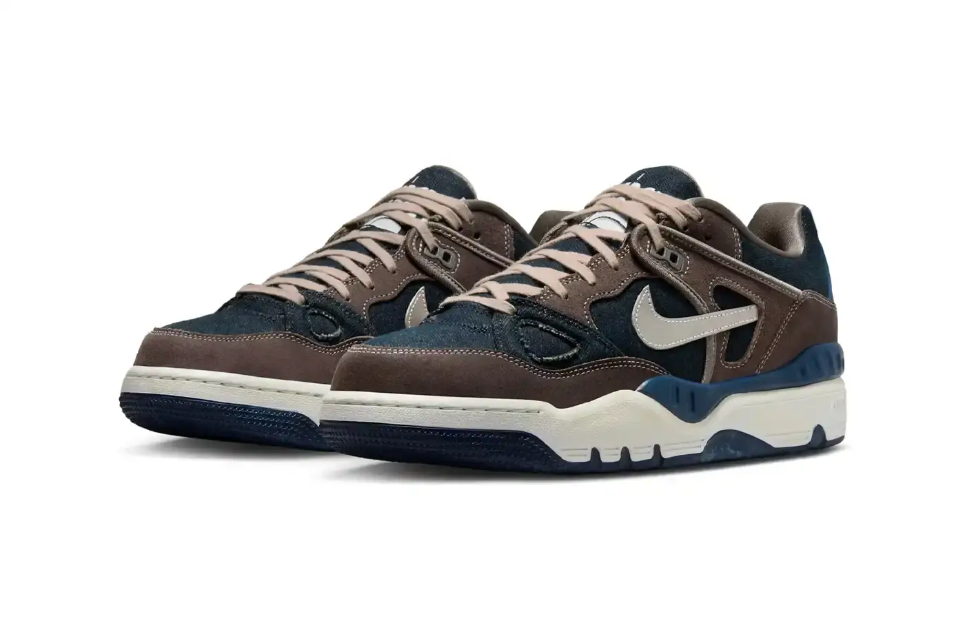 LEVI'S, NIGO, NIKE RELEASE AIR FORCE 3 LOW Levi's, NIGO, and Nike collaborate on the Air Force 3 Low sneaker, releasing October 16 in Olive Grey and Enigma Stone colorways with denim uppers. (image 9 of 13)