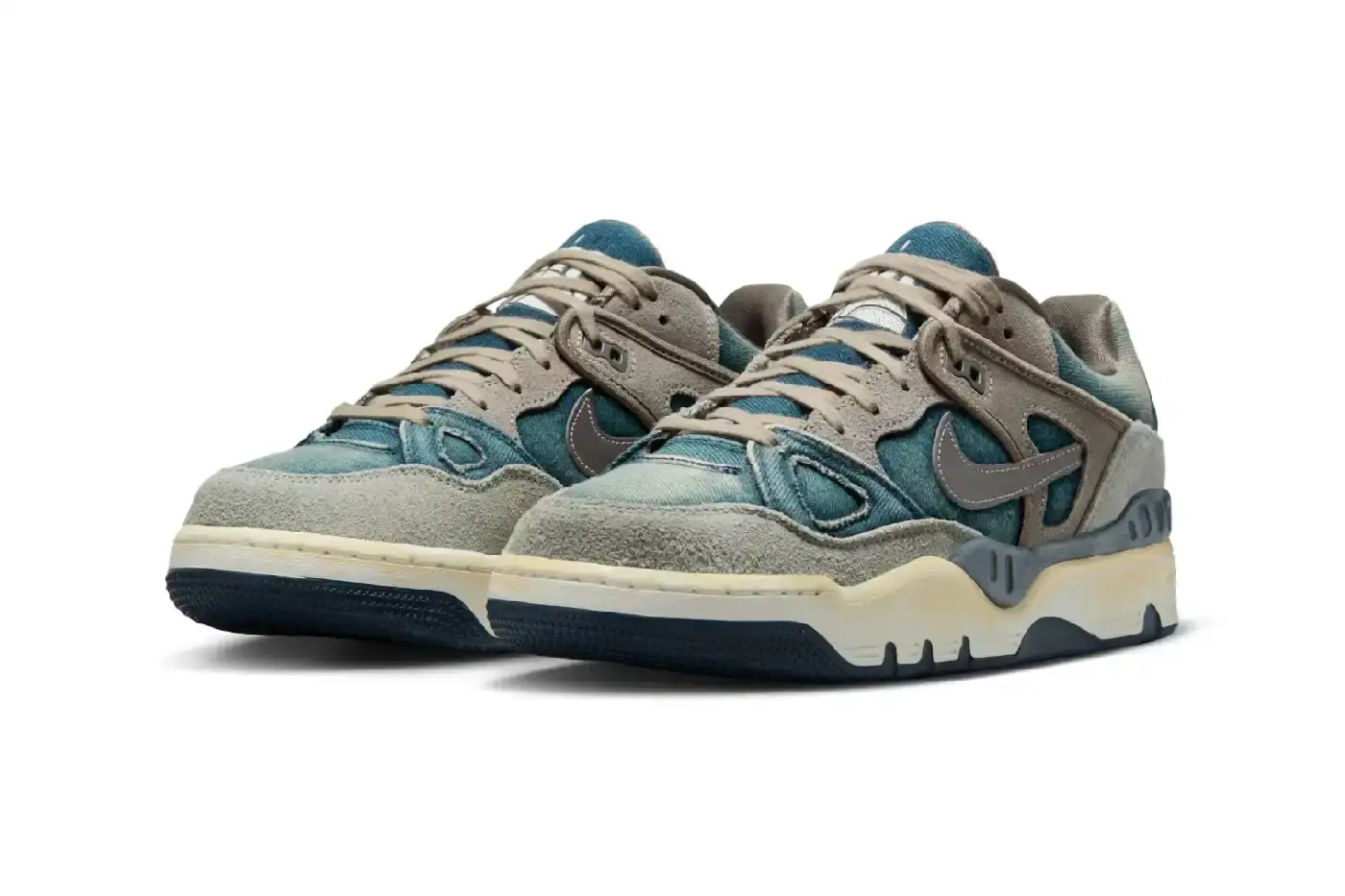 LEVI'S, NIGO, NIKE RELEASE AIR FORCE 3 LOW Levi's, NIGO, and Nike collaborate on the Air Force 3 Low sneaker, releasing October 16 in Olive Grey and Enigma Stone colorways with denim uppers. (image 3 of 13)