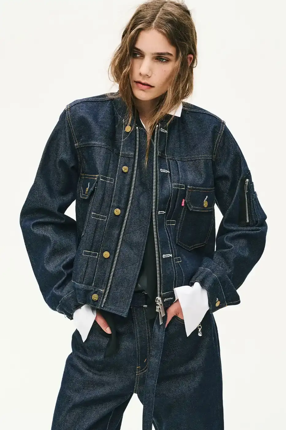 LEVI'S AND SACAI RELEASE THIRD DENIM COLLECTION image details the third denim release between Levi's and sacai, including garment specifications, pricing, and global retail launch dates. (image 7 of 10)