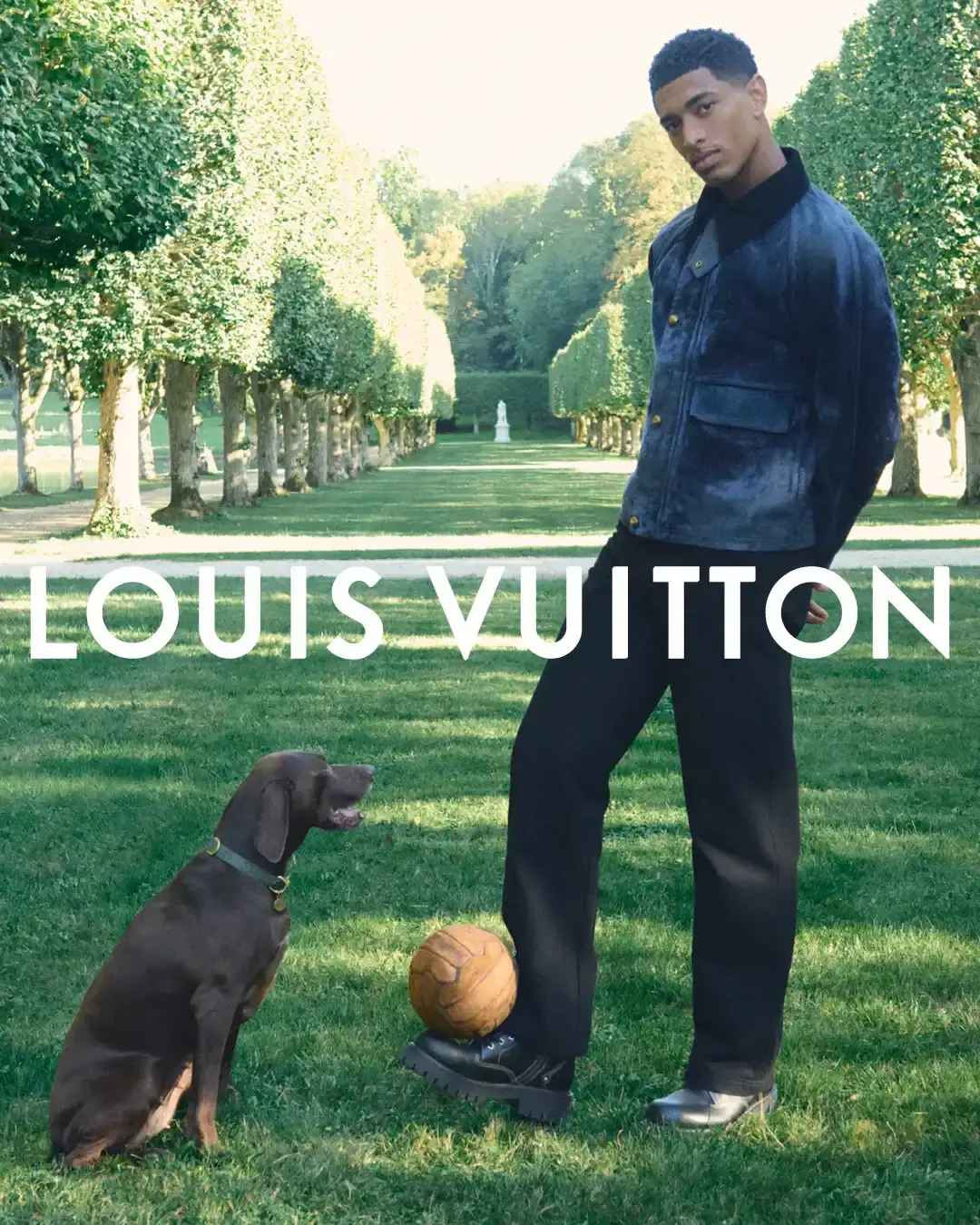 LOUIS VUITTON MEN'S PRE-COLLECTION 2026 Louis Vuitton Men's Pre-Collection Spring/Summer 2026 campaign photographed in the English countryside, showcasing tailored pieces, streetwear elements, and a pet accessories capsule.