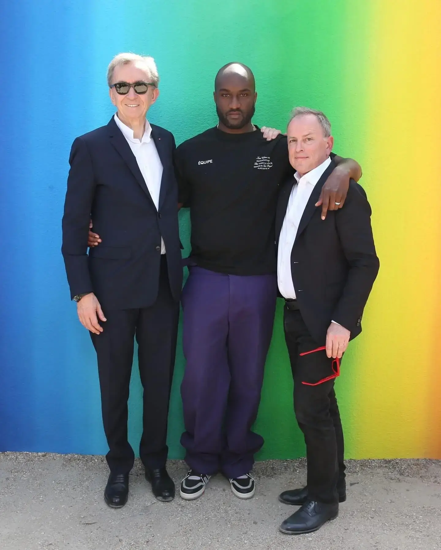 LVMH logo next to Off-White™ logo with an arrow pointing towards Bluestar Alliance logo, symbolizing the sale of Off-White™ from LVMH to Bluestar Alliance. The image represents the ownership transition of the luxury streetwear brand in the fashion industry