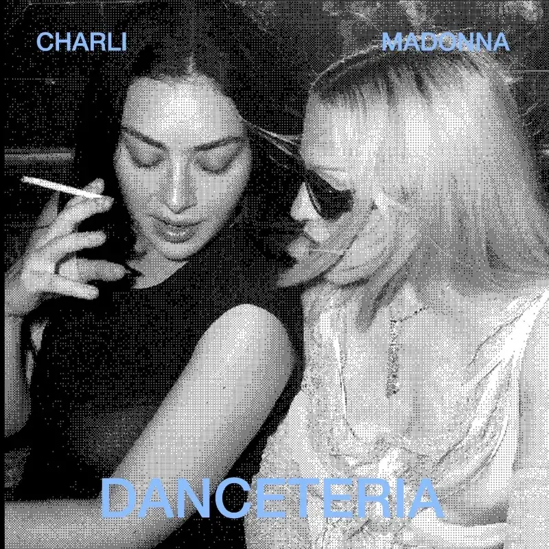 image detailing the collaborative single release Danceteria Afterhours by artists Madonna and Charli XCX, including production details and release options.
