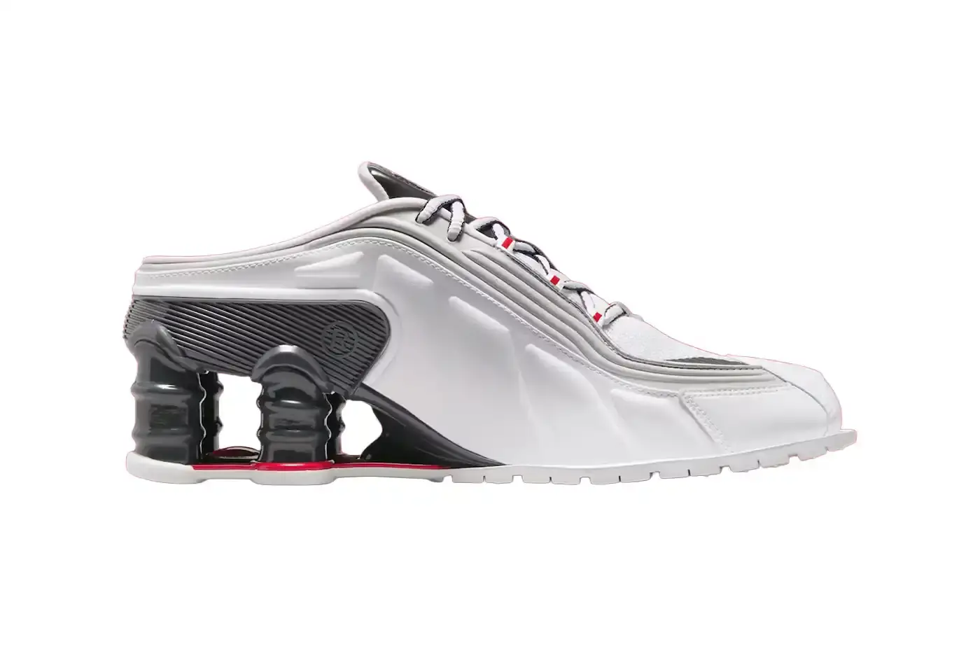 MARTINE ROSE NIKE SHOX MR4 MULE DROPS HOLIDAY 2025 Martine Rose and Nike release the Shox MR4 Mule in two colorways this Holiday 2025 for $200 USD. (image 2 of 9)
