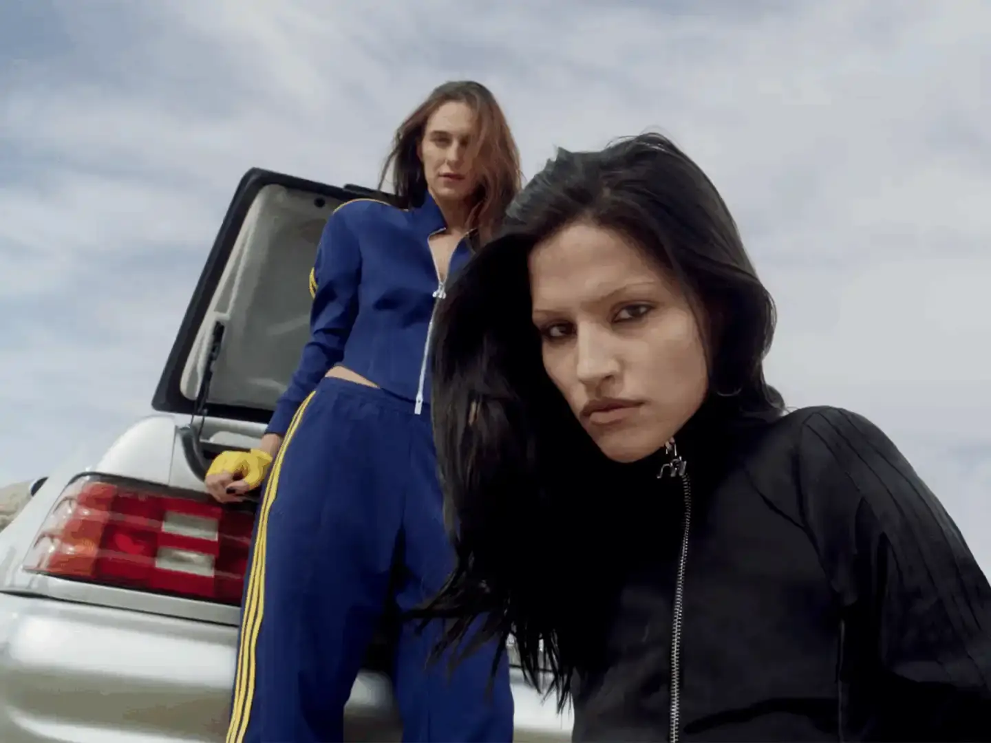 MIAOU TEAMS WITH ADIDAS ORIGINALS Fashion brand Miaou partners with adidas Originals to launch a collection combining contemporary style with vintage motorsport aesthetics, modeled by Gabbriette and Devon Lee Carlson.