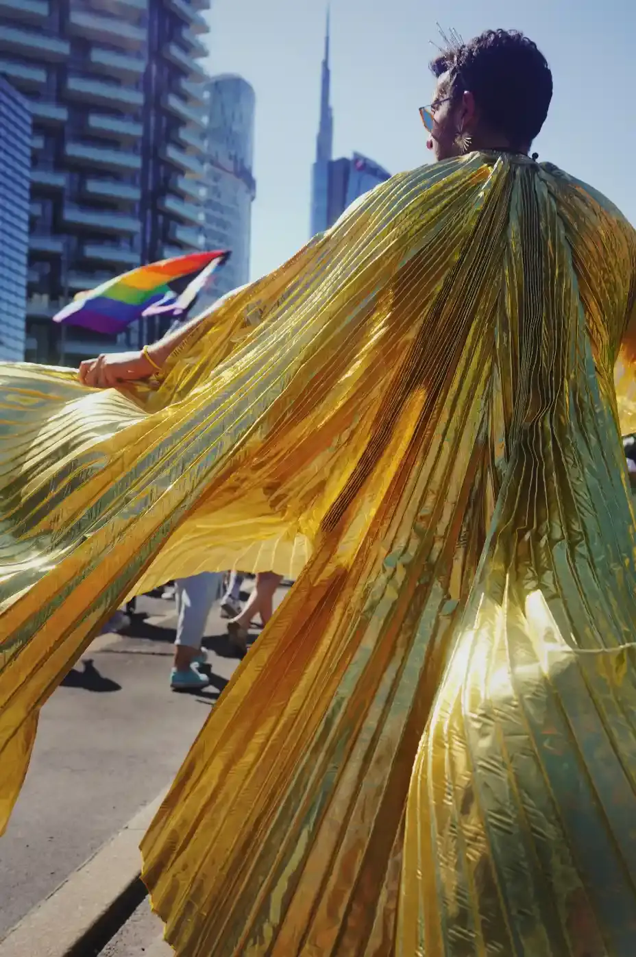 MILAN PRIDE 2025: 350,000 ATTEND ANNUAL MARCH image reports on Milan Pride 2025, a large LGBTQIA+ rights march that took place on June 28. The event drew over 350,000 participants who marched from Central Station to Arco della Pace under the theme "Rainbow Resistance." The article covers the event's organization, attendance figures, key speakers, and notes the absence of the Jewish community due to disagreements over terminology used regarding the Palestine conflict. The piece provides context about the march's broader human rights advocacy approach and its significance within European LGBTQIA+ activism. shooting by Ada Johnsson (image 6 of 10)