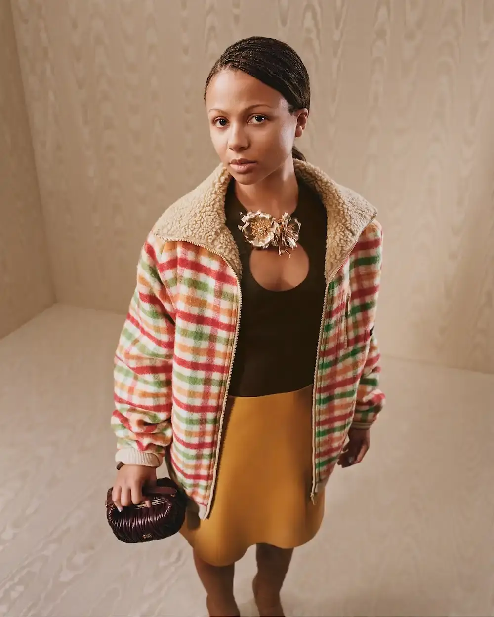 MIU MIU FEATURES KYLIE JENNER IN FALL 2025 CAMPAIGN image about Miu Miu's latest advertising campaign featuring seven diverse women including Kylie Jenner, exploring gender-neutral fashion design through pastel colors and fluid silhouettes for the fall/winter 2025 collection. (image 2 of 6)