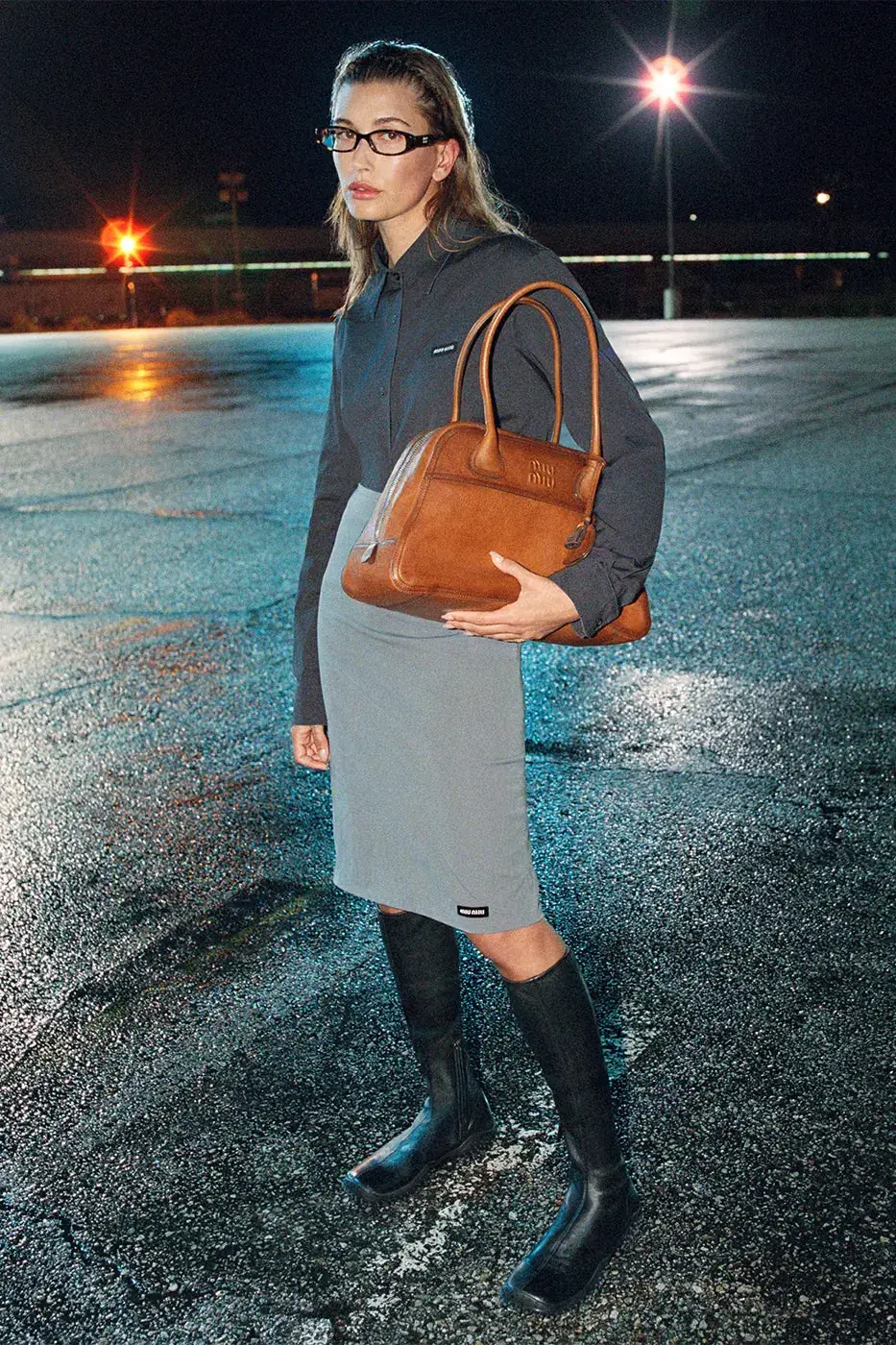 MIU MIU FALL WINTER 2026 CAMPAIGN HIGHLIGHTS image detailing the Miu Miu Fall Winter 2026 fashion campaign with Hailey Bieber and Xiao Wen Ju. (image 3 of 45)