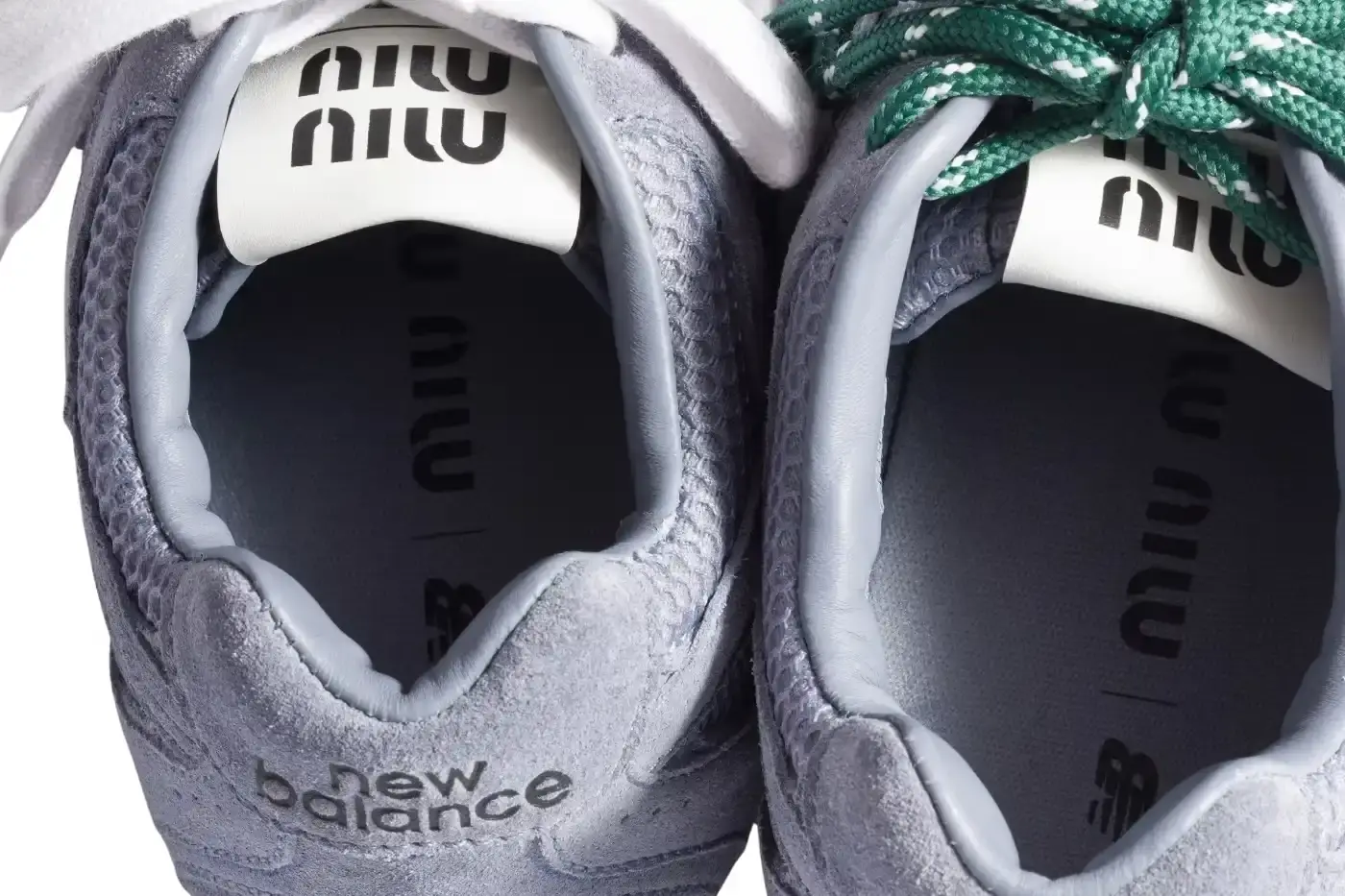 MIU MIU X NEW BALANCE 530SL DROPS image about the latest Miu Miu and New Balance sneaker collaboration featuring three colorways with premium materials and luxury design elements. (image 12 of 12)