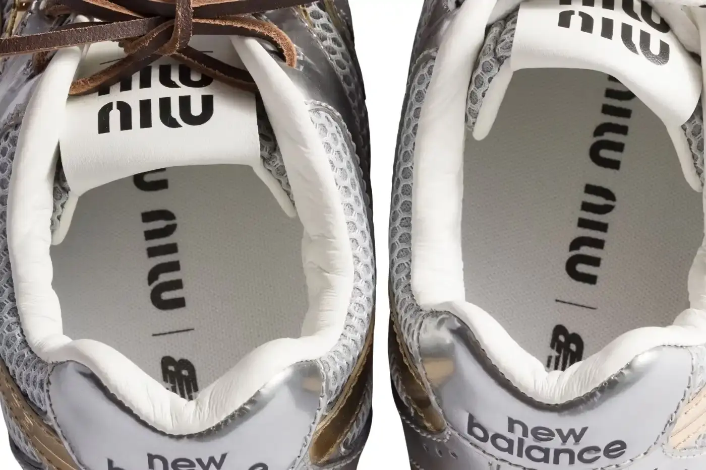 MIU MIU X NEW BALANCE 530SL DROPS image about the latest Miu Miu and New Balance sneaker collaboration featuring three colorways with premium materials and luxury design elements. (image 4 of 12)