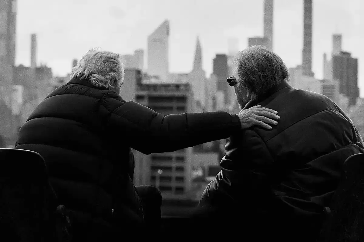 MONCLER AD CAMPAIGN REUNITES DE NIRO AND PACINO Black and white portraits of actors Al Pacino and Robert De Niro wearing Moncler outerwear for the Warmer Together campaign. (image 6 of 9)