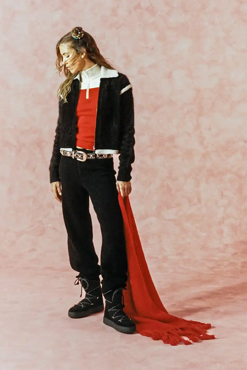 MOON BOOT AND GUEST IN RESIDENCE DROP WINTER 2025 COLLECTION Fashion collaboration between Moon Boot and Guest in Residence by Gigi Hadid introduces 16 winter boot styles with landscape prints, alpaca wool blends, and bead charm details. (image 7 of 15)