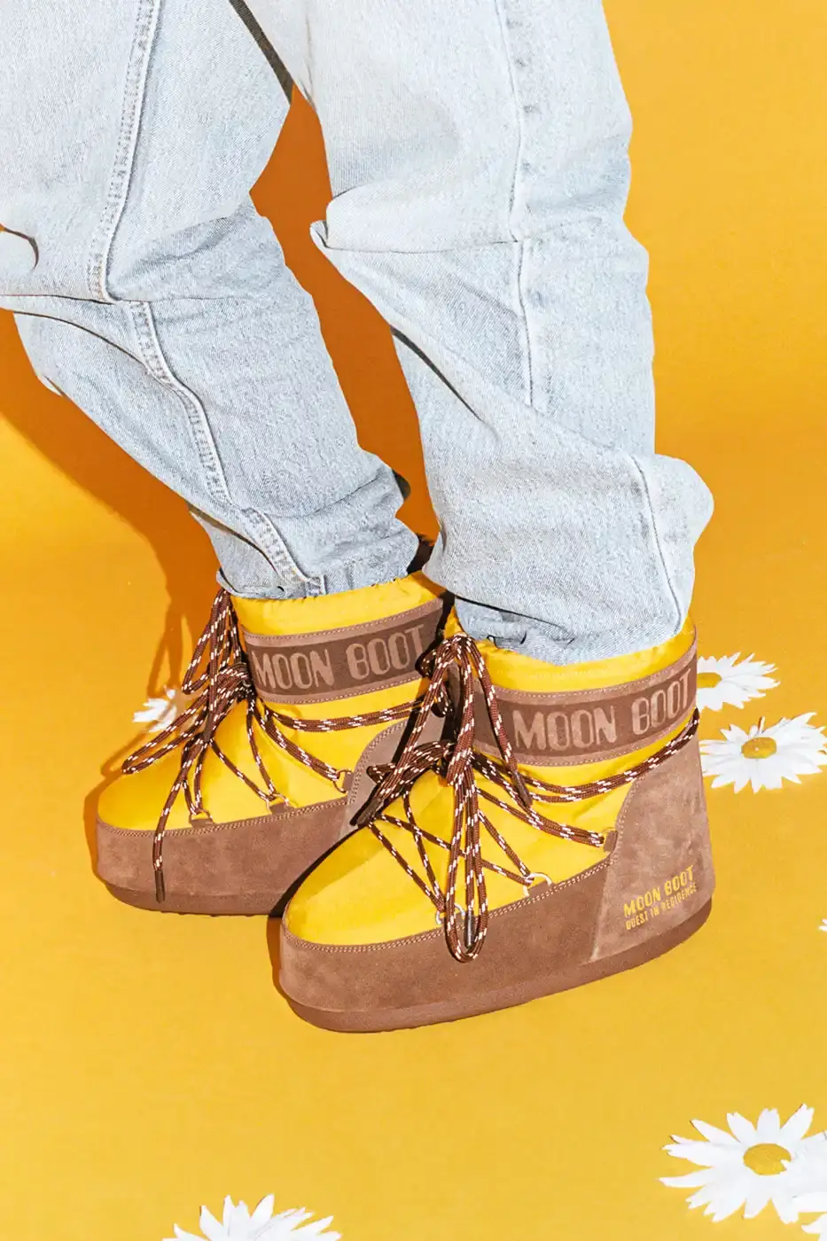 MOON BOOT AND GUEST IN RESIDENCE DROP WINTER 2025 COLLECTION Fashion collaboration between Moon Boot and Guest in Residence by Gigi Hadid introduces 16 winter boot styles with landscape prints, alpaca wool blends, and bead charm details. (image 8 of 15)