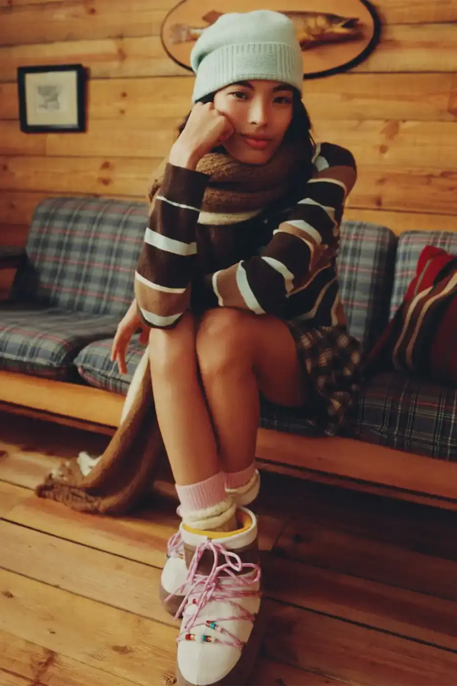 MOON BOOT AND GUEST IN RESIDENCE DROP WINTER 2025 COLLECTION Fashion collaboration between Moon Boot and Guest in Residence by Gigi Hadid introduces 16 winter boot styles with landscape prints, alpaca wool blends, and bead charm details. (image 3 of 15)
