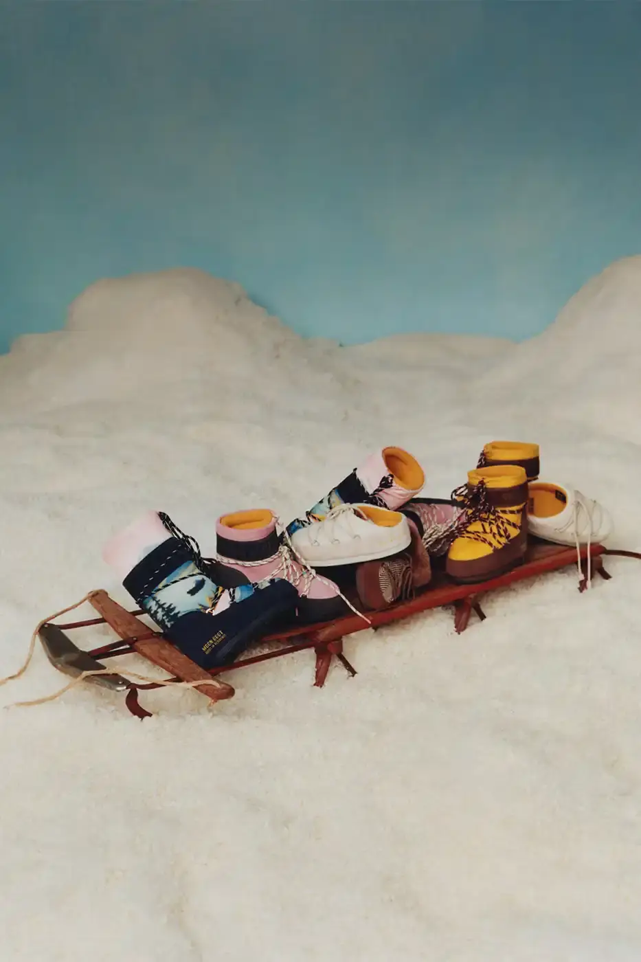 MOON BOOT AND GUEST IN RESIDENCE DROP WINTER 2025 COLLECTION Fashion collaboration between Moon Boot and Guest in Residence by Gigi Hadid introduces 16 winter boot styles with landscape prints, alpaca wool blends, and bead charm details. (image 14 of 15)