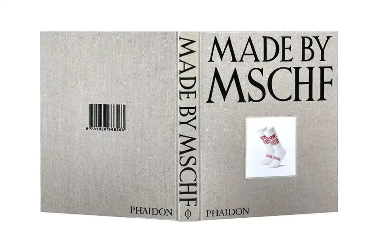 Phaidon Cover of 'Made by MSCHF' book published by Phaidon, showing a hardcover volume documenting the art collective's projects and history through case studies and archival imagery. (image 3 of 9)