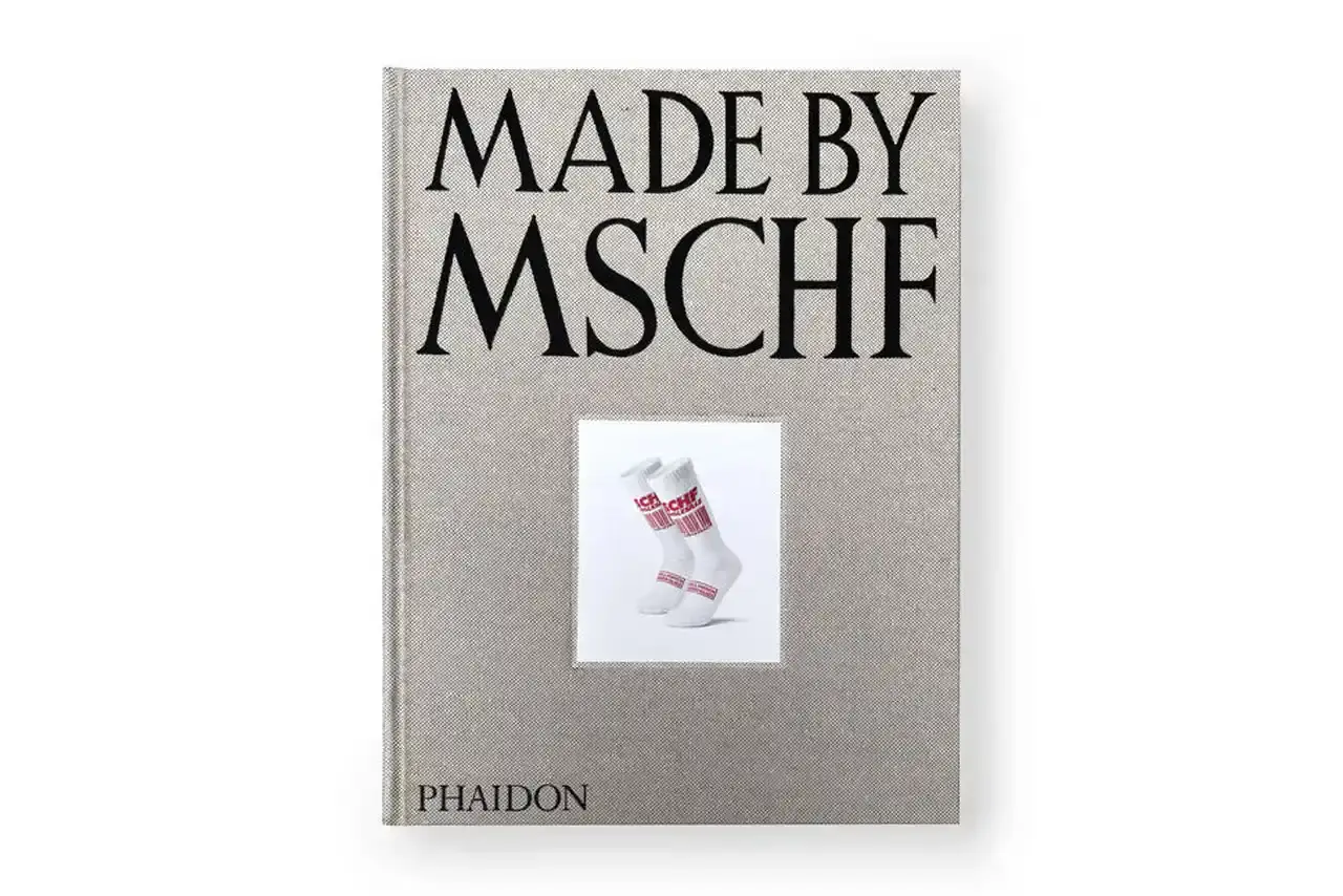 Phaidon Cover of 'Made by MSCHF' book published by Phaidon, showing a hardcover volume documenting the art collective's projects and history through case studies and archival imagery.