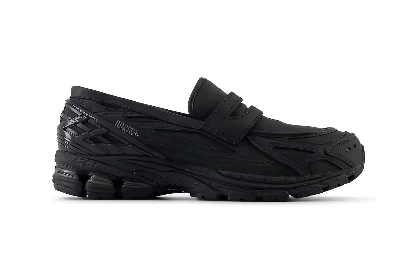 New Balance All-black New Balance 1906L leather loafer with glossy TPU heel counter and minimal branding details