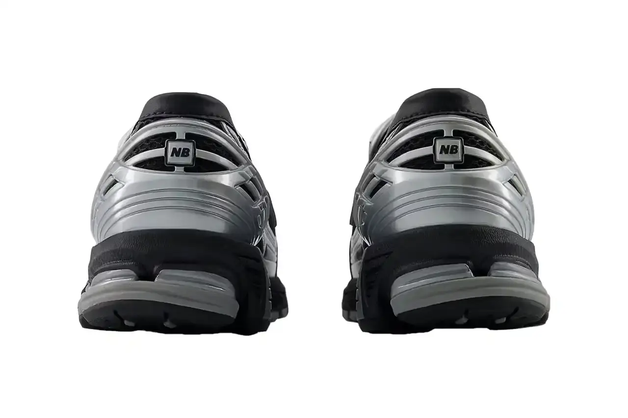 New Balance Overhead view of the New Balance 1906L showing black mesh upper with silver metallic overlays and black laces (image 3 of 5)