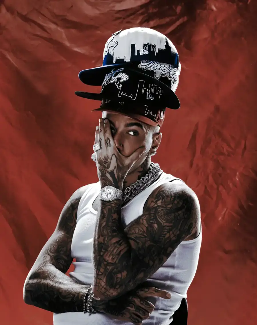 SFERA EBBASTA X NEW ERA HEADWEAR COLLECTION IS HERE image detailing the New Era and Sfera Ebbasta hat collection featuring the Milan skyline and Money Gang logos.