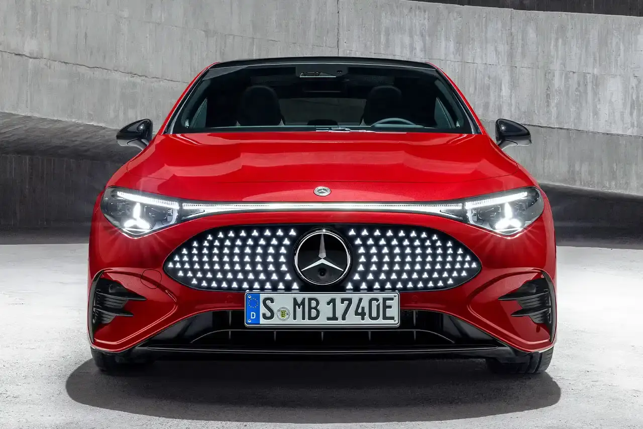 Mercedes-Benz The new Mercedes-Benz CLA sedan featuring a sleek design with illuminated grille, panoramic roof, and minimalist interior with MBUX Superscreen. (image 2 of 13)
