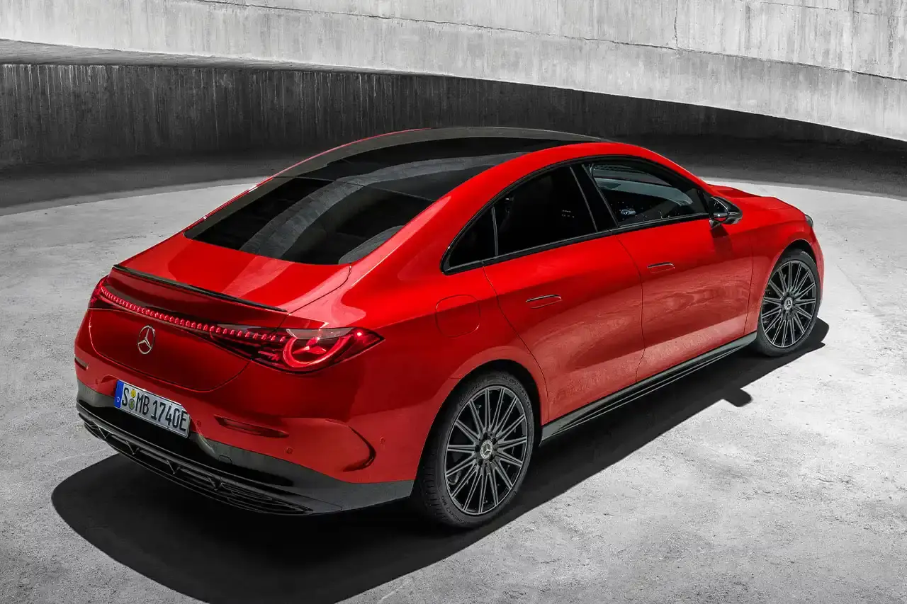 Mercedes-Benz The new Mercedes-Benz CLA sedan featuring a sleek design with illuminated grille, panoramic roof, and minimalist interior with MBUX Superscreen. (image 3 of 13)