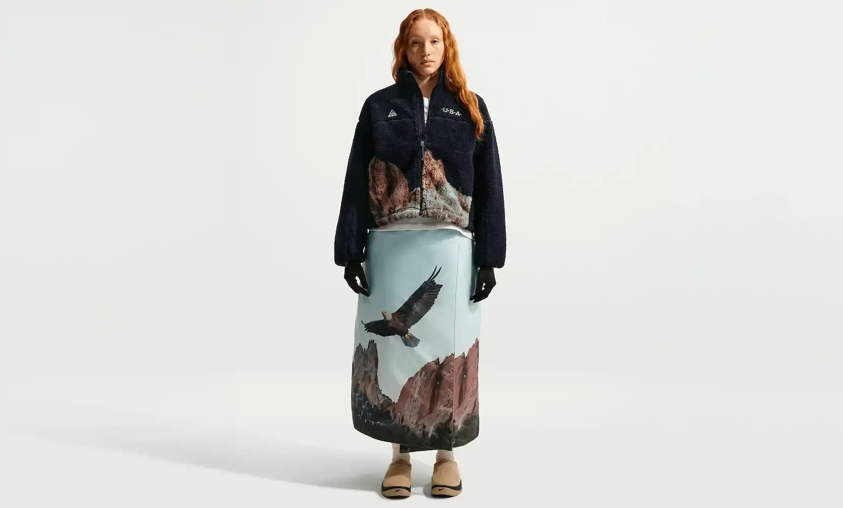Nike ACG unveils Team USA collection for 2026 Milano Cortina Winter Olympics featuring technical outdoor apparel including jackets, long-sleeve shirts, accessories, and a sherpa fleece with eagle design