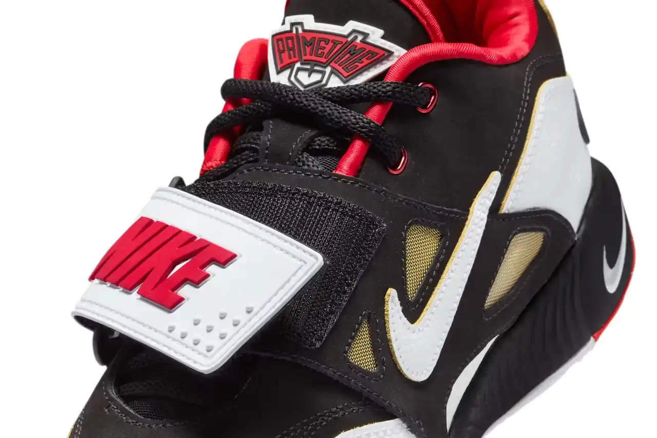 NIKE LEBRON 21 "PRIME '93" SET FOR JULY RELEASE image about Nike's upcoming LeBron 21 "Prime '93" sneaker release. The shoe merges LeBron James' basketball signature model with design elements from Deion Sanders' Air Diamond Turf 93 football shoe. Key details include July 17 release date, $210 retail price, black/white/red/gold colorway, and availability through Nike SNKRS. Article contains product specifications, design features, pricing information, and historical context about both athletes' signature shoes. (image 6 of 7)