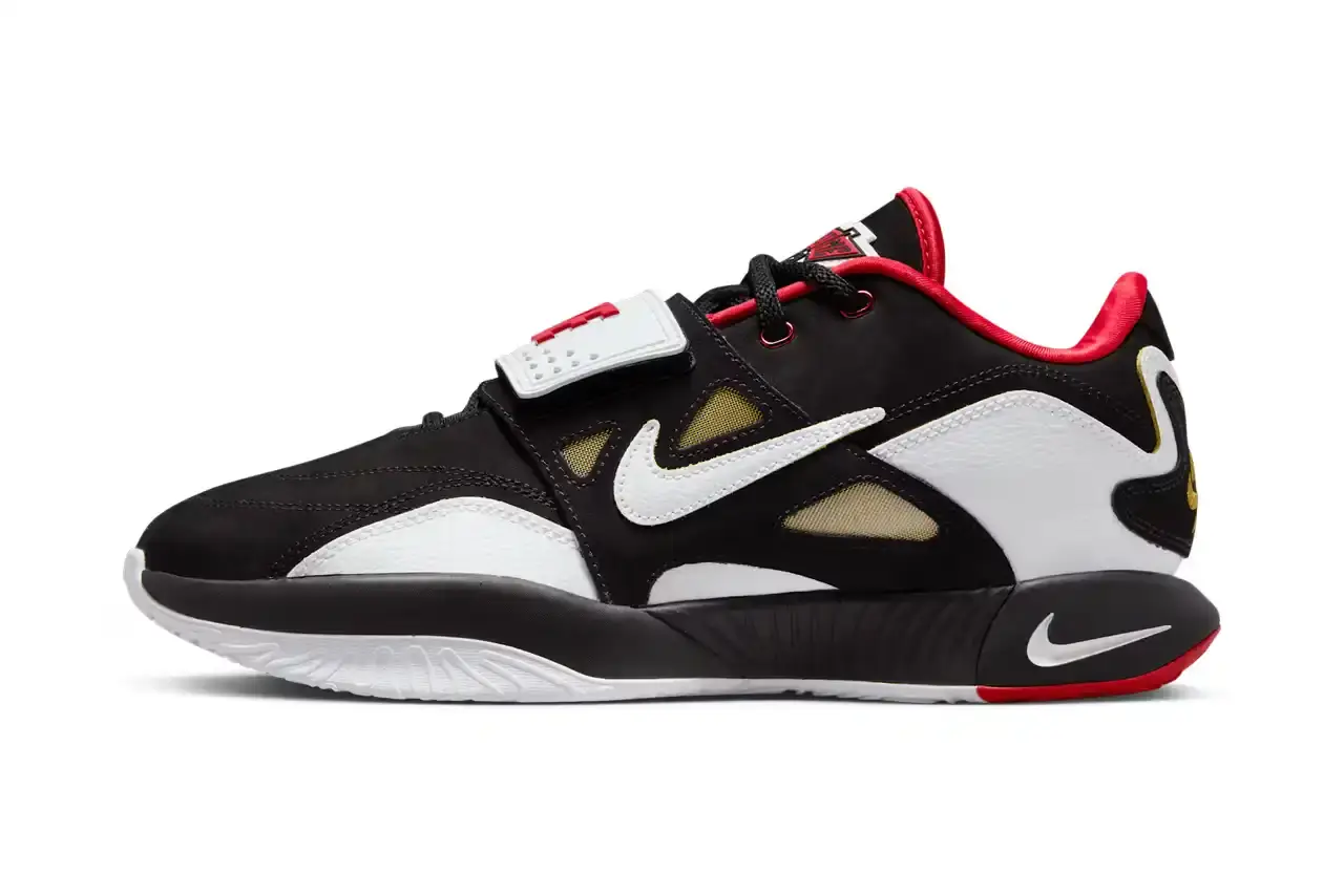 NIKE LEBRON 21 "PRIME '93" SET FOR JULY RELEASE image about Nike's upcoming LeBron 21 "Prime '93" sneaker release. The shoe merges LeBron James' basketball signature model with design elements from Deion Sanders' Air Diamond Turf 93 football shoe. Key details include July 17 release date, $210 retail price, black/white/red/gold colorway, and availability through Nike SNKRS. Article contains product specifications, design features, pricing information, and historical context about both athletes' signature shoes.