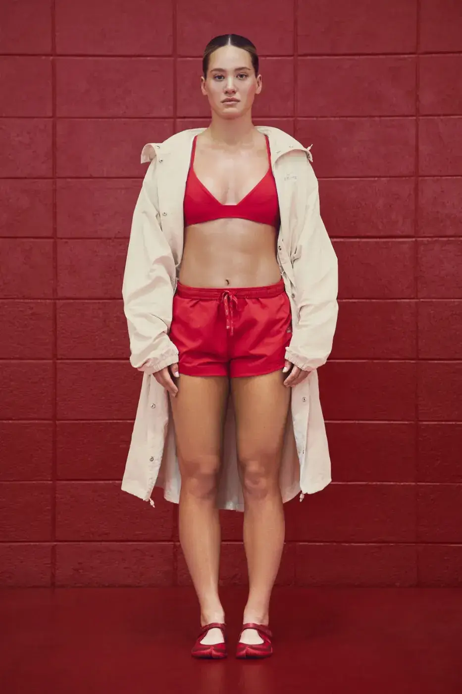 NIKE AND SKIMS LAUNCH FALL OUTERWEAR COLLECTION image detailing the Nike and SKIMS fall outerwear launch, material specifications, color options, campaign details, and global release dates. (image 9 of 10)