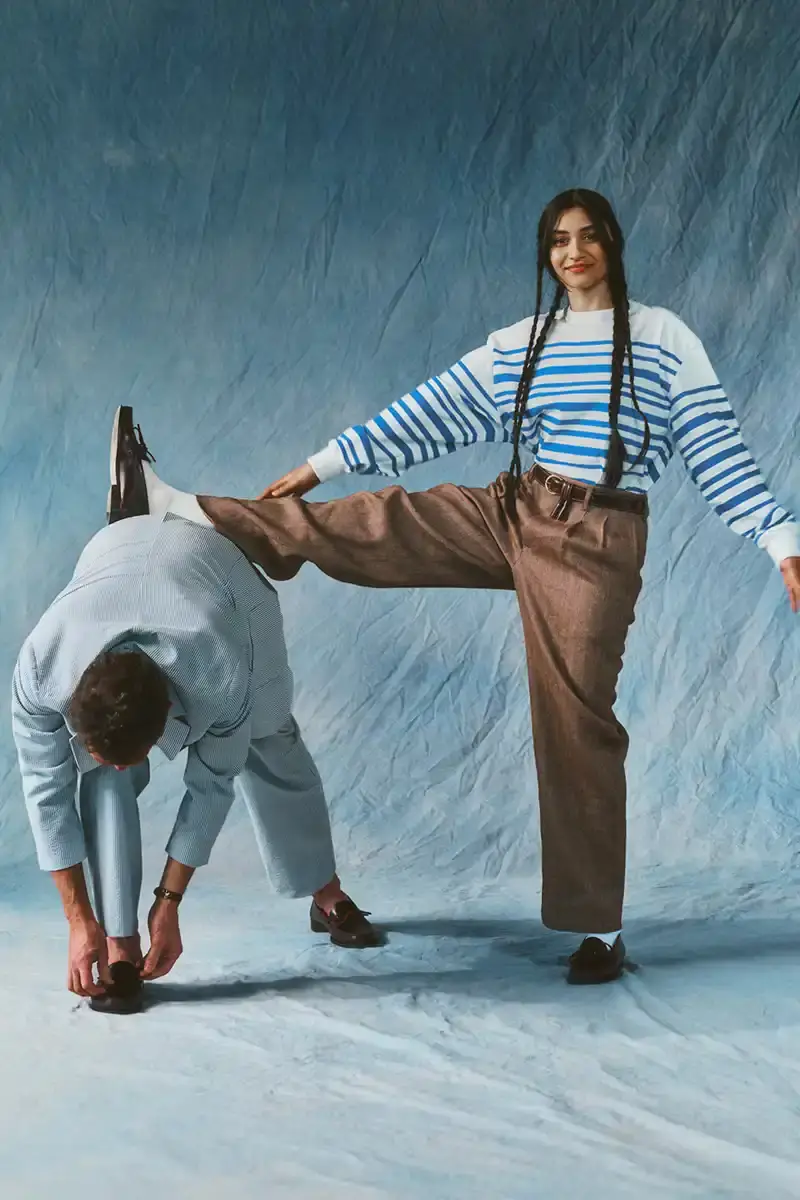 NOAH NOAH Spring/Summer 2025 collection display featuring tailored menswear pieces against a neutral background (image 4 of 16)