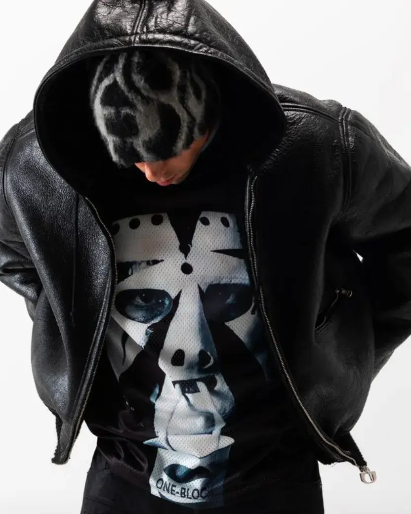 ONE BLOCK DOWN FW25 COLLECTION LAUNCHES IN MILAN Article about One Block Down's Fall/Winter 2025 collection, which combines medieval imagery, hockey aesthetics, and European winter sports culture in a streetwear context. (image 11 of 21)