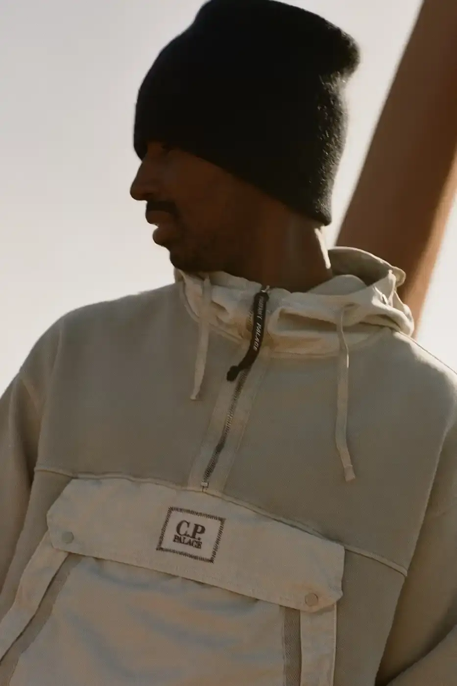 PALACE MEETS C.P. COMPANY: SKATE STYLE FUSES WITH ITALIAN CRAFT A fashion collaboration between Palace and C.P. Company. It details the "C.P. Palace" capsule collection featuring the Goggle Jacket, denim pieces, and various apparel in blue and khaki colors. The article provides information about the collection's availability starting March 28 at C.P. Company and Palace stores in multiple cities, plus a special pop-up at Dover Street Market Paris from March 28-30. (image 10 of 21)