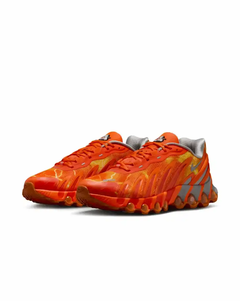PALACE AND NIKE RELEASE AIR MAX DN8 COLLECTION Palace Skateboards and Nike collaborate on three Air Max DN8 sneaker colorways featuring lightning patterns and Dynamic Air cushioning, paired with a winter apparel collection including fleece jackets and trooper hats. (image 2 of 3)