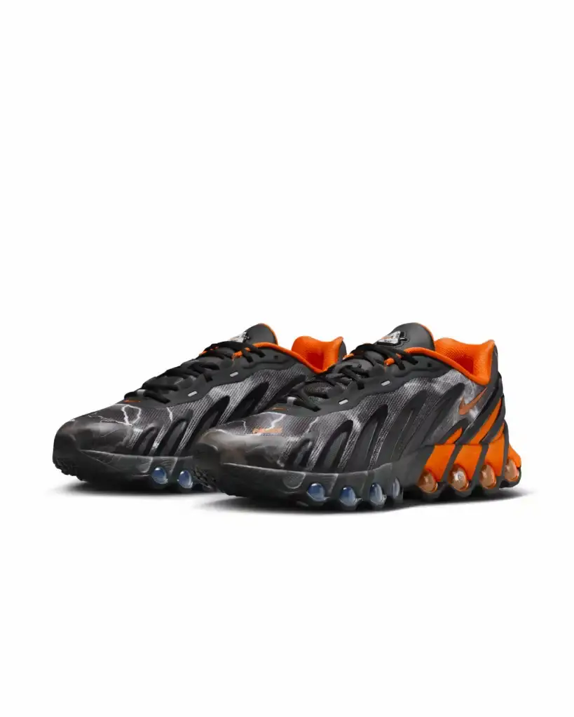 PALACE AND NIKE RELEASE AIR MAX DN8 COLLECTION Palace Skateboards and Nike collaborate on three Air Max DN8 sneaker colorways featuring lightning patterns and Dynamic Air cushioning, paired with a winter apparel collection including fleece jackets and trooper hats.