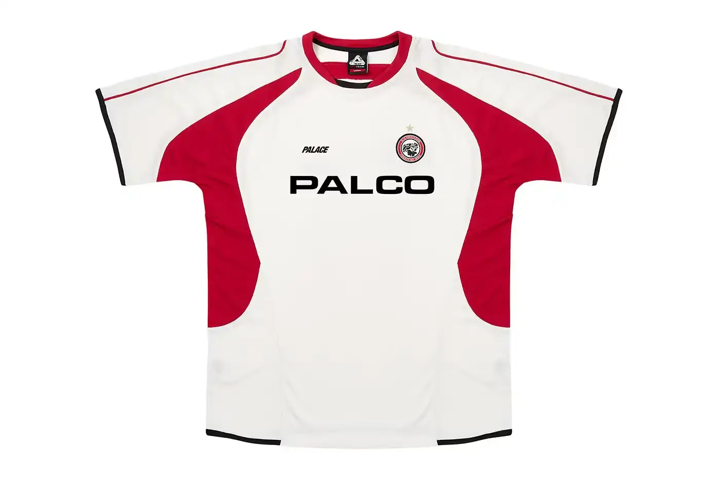 PALACE'S LATEST SPRING 2025 COLLECTION HITS STORES Collection of Palace Spring 2025 apparel displayed on plain background, showing oversized hoodies, striped rugby shirts, soccer jerseys, and matching tracksuit sets in various colors including black, grey, navy, and green. (image 5 of 33)