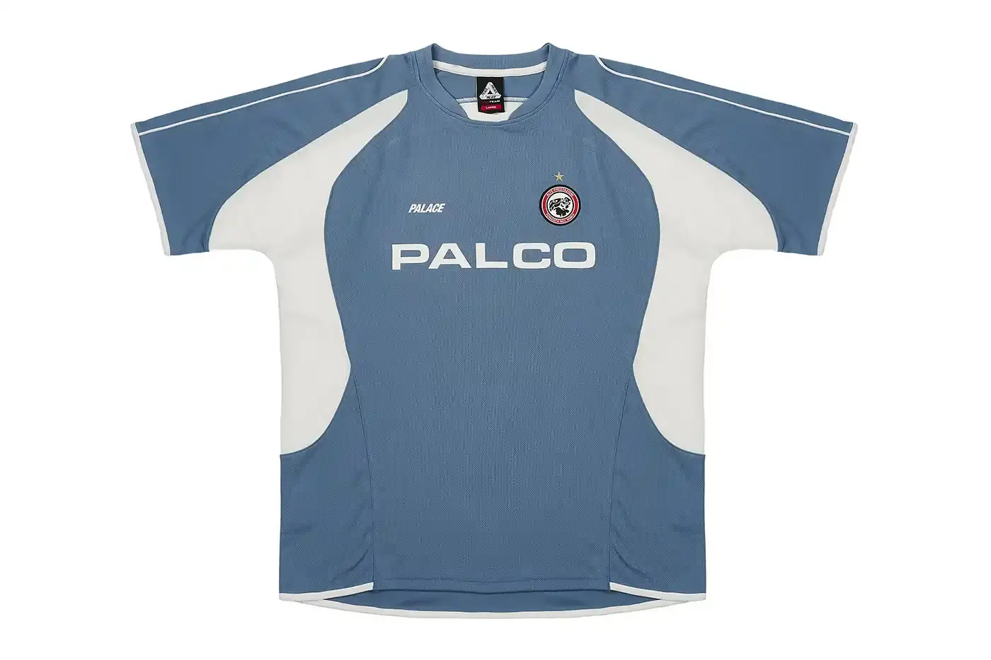 PALACE'S LATEST SPRING 2025 COLLECTION HITS STORES Collection of Palace Spring 2025 apparel displayed on plain background, showing oversized hoodies, striped rugby shirts, soccer jerseys, and matching tracksuit sets in various colors including black, grey, navy, and green. (image 8 of 33)