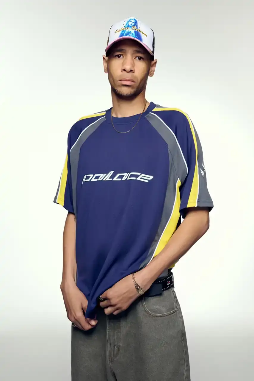 PALACE SUMMER 2025 COLLECTION: LONDON LABEL REVEALS SEASONAL LINEUP image of Palace's Summer 2025 collection announcement, describing the London streetwear brand's new seasonal offerings. It details the collection's design influences (Americana, sportswear, military), highlights key pieces including Los Angeles-themed items, religious iconography adaptations, and mesh garments for warm weather. The text also provides specific release dates and times for different global regions including the UK, Europe, US, Japan, Seoul, and China, with information about both online and physical store availability. (image 2 of 36)