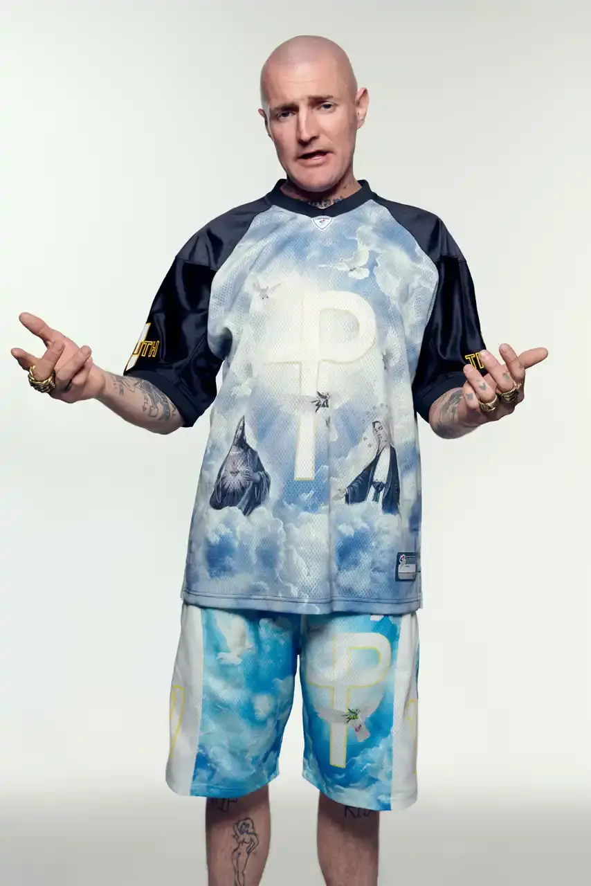 PALACE SUMMER 2025 COLLECTION: LONDON LABEL REVEALS SEASONAL LINEUP image of Palace's Summer 2025 collection announcement, describing the London streetwear brand's new seasonal offerings. It details the collection's design influences (Americana, sportswear, military), highlights key pieces including Los Angeles-themed items, religious iconography adaptations, and mesh garments for warm weather. The text also provides specific release dates and times for different global regions including the UK, Europe, US, Japan, Seoul, and China, with information about both online and physical store availability. (image 19 of 36)