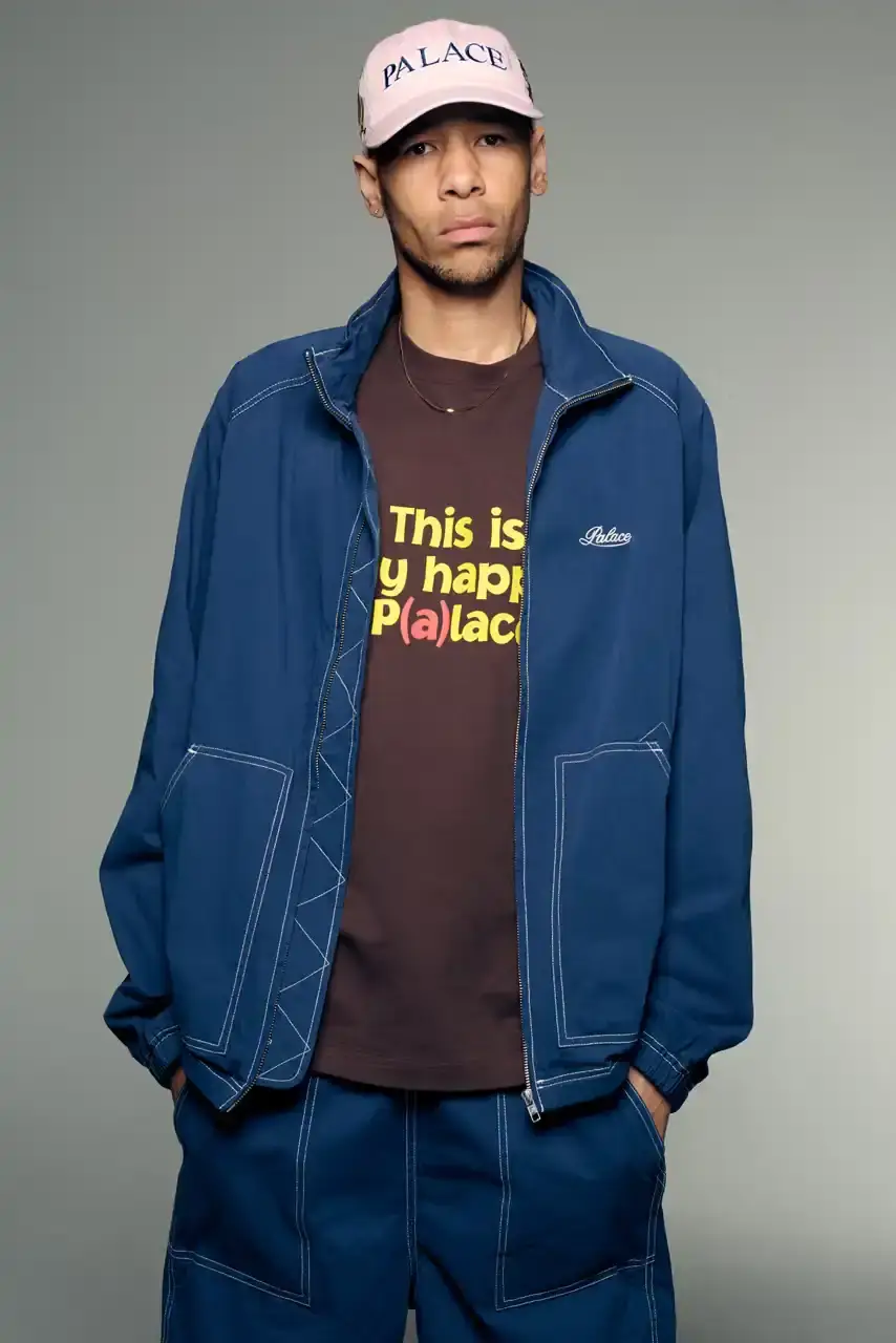 PALACE SUMMER 2025 COLLECTION: LONDON LABEL REVEALS SEASONAL LINEUP image of Palace's Summer 2025 collection announcement, describing the London streetwear brand's new seasonal offerings. It details the collection's design influences (Americana, sportswear, military), highlights key pieces including Los Angeles-themed items, religious iconography adaptations, and mesh garments for warm weather. The text also provides specific release dates and times for different global regions including the UK, Europe, US, Japan, Seoul, and China, with information about both online and physical store availability. (image 21 of 36)