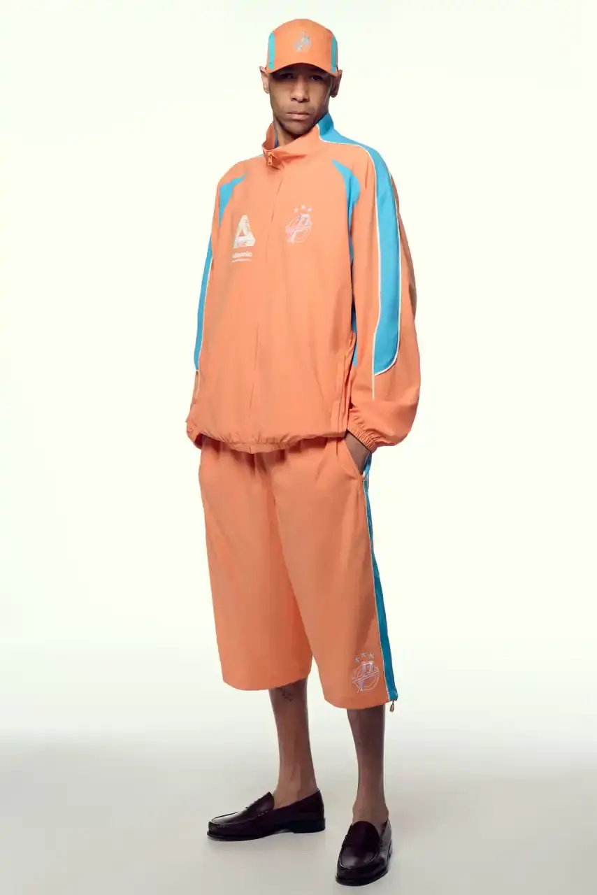 PALACE SUMMER 2025 COLLECTION: LONDON LABEL REVEALS SEASONAL LINEUP image of Palace's Summer 2025 collection announcement, describing the London streetwear brand's new seasonal offerings. It details the collection's design influences (Americana, sportswear, military), highlights key pieces including Los Angeles-themed items, religious iconography adaptations, and mesh garments for warm weather. The text also provides specific release dates and times for different global regions including the UK, Europe, US, Japan, Seoul, and China, with information about both online and physical store availability. (image 9 of 36)
