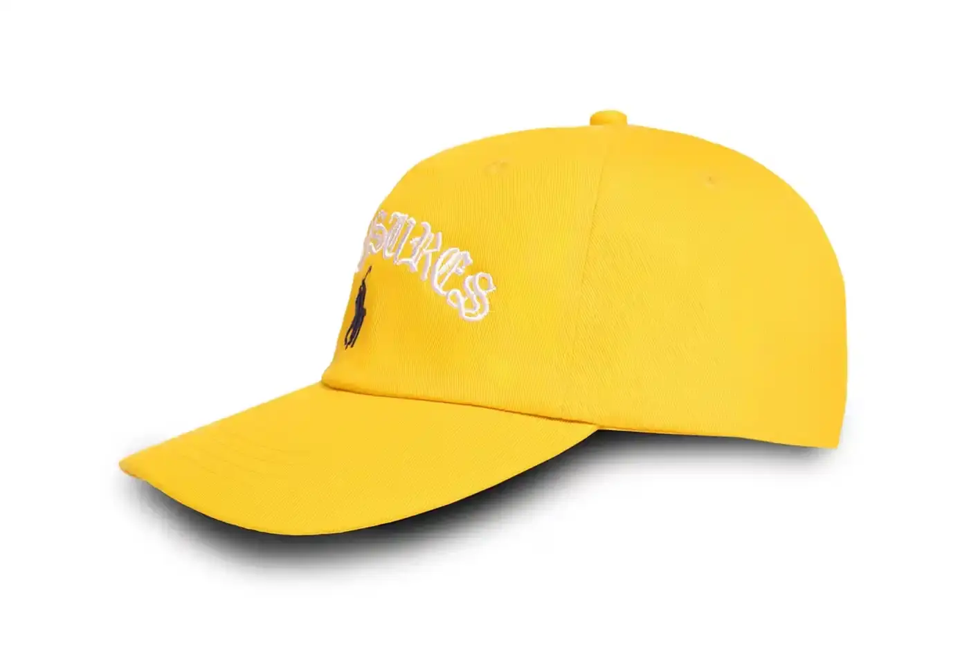 PLEASURES X POLO RALPH LAUREN: NINE NEW CAP STYLES A collaborative baseball cap collection between PLEASURES and Polo Ralph Lauren, featuring nine color options, unique dual branding, and brass adjustable buckle. Part of the Spring/Summer 2025 collection launch, available online Friday at 10 am PST. (image 7 of 9)
