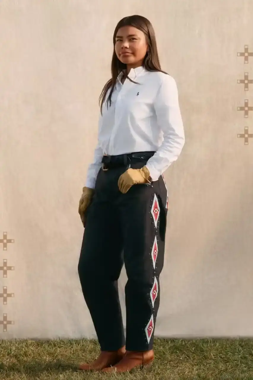 POLO RALPH LAUREN PARTNERS WITH TÓPA Polo Ralph Lauren and TÓPA, an Indigenous-led fashion label, release a collection combining traditional Northern Plains designs with modern apparel. The partnership supports Indigenous language preservation through Thunder Valley CDC. (image 6 of 14)