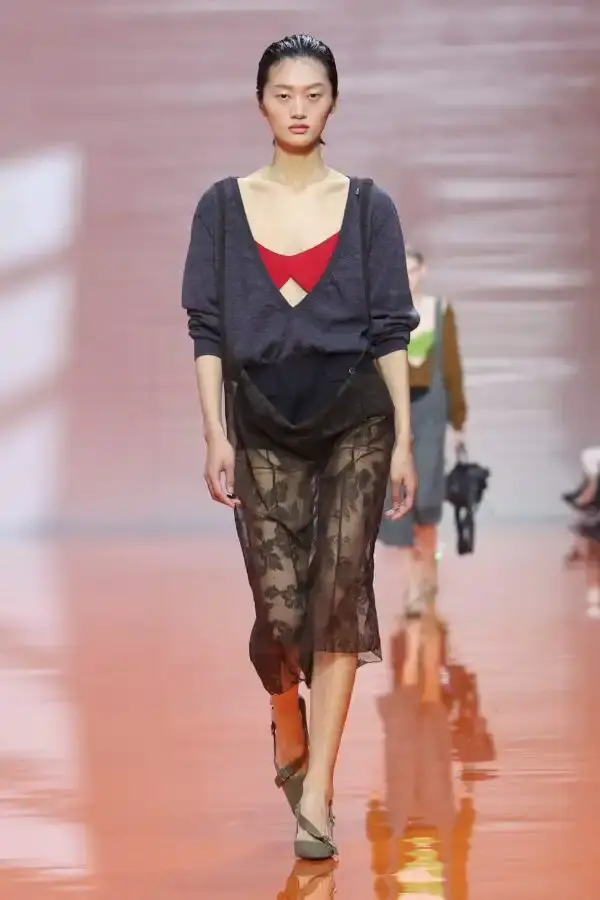 PRADA'S UNEXPECTED SPRING/SUMMER 2026 COLLECTION image about Prada's latest women's collection showcased during Milan Fashion Week, focusing on design philosophy and unconventional approaches. (image 4 of 12)