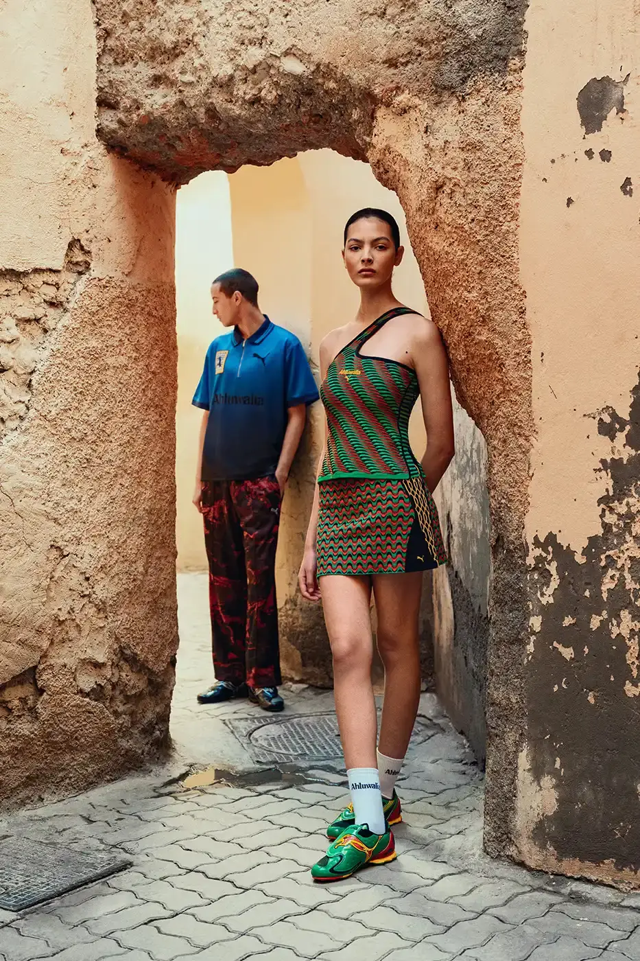 PUMA AND AHLUWALIA RELEASE SECOND FOOTBALL COLLECTION An image detailing a second clothing collaboration between PUMA and designer Priya Ahluwalia focusing on African football aesthetics. (image 6 of 9)
